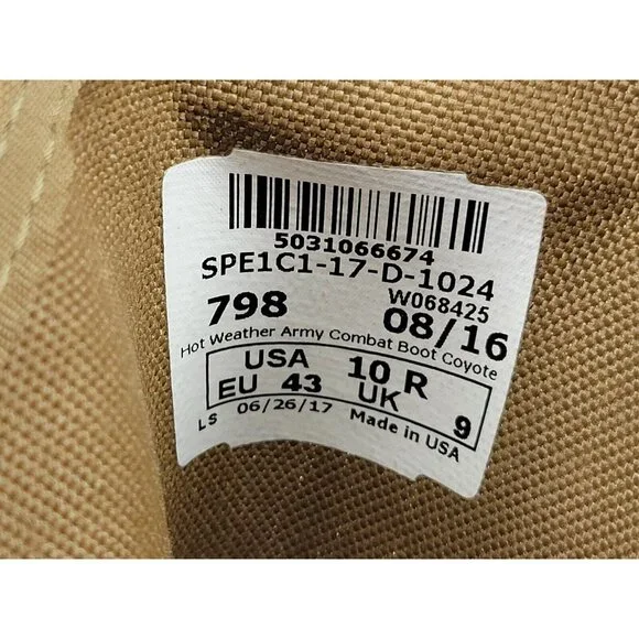 Vibram Military Hot Weather Coyote Combat Boots Mens Size 10 R Regular 798 Brown - Picture 7 of 12